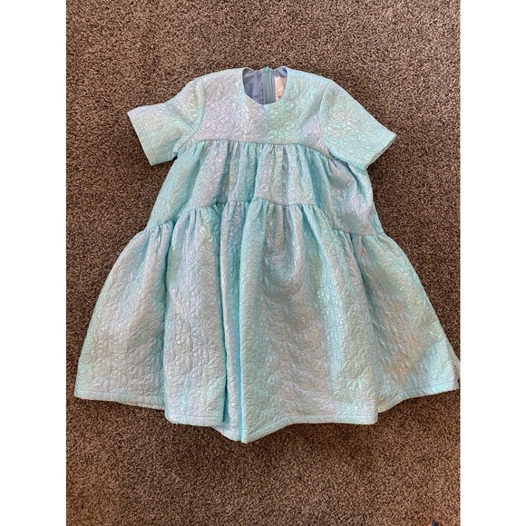Caroline Bosman Life is Not Better In Pjs Metallic Green Wide Dress Size 14